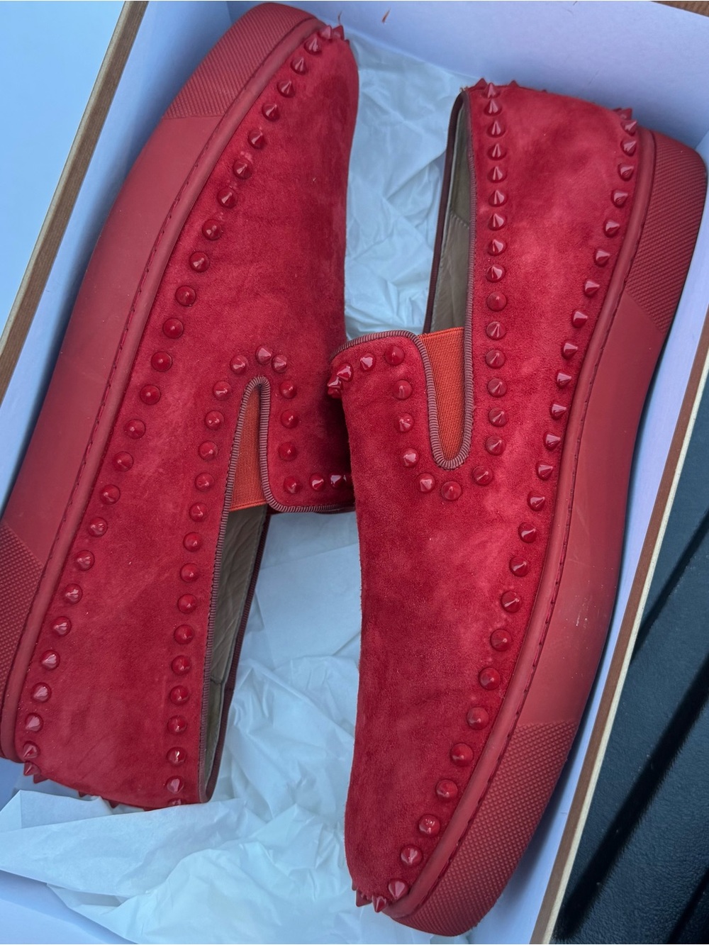 100% AUTH Christian Louboutin Tomette Suede Boat Flats